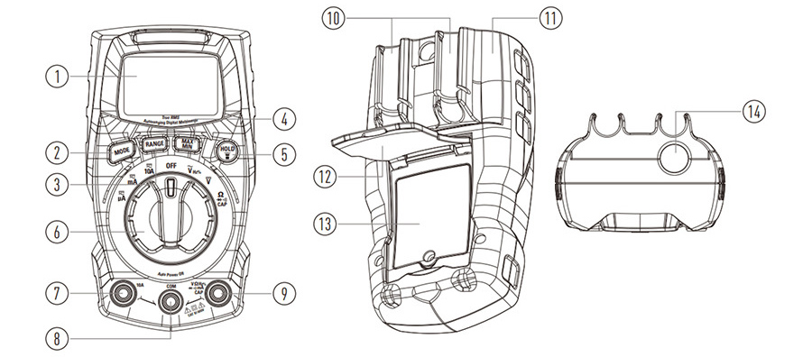Techni-Pro TNP101 True RMS Multimeter Layout