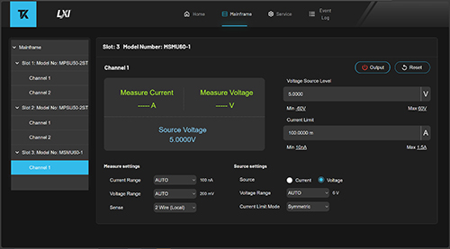 Web Interface for SMU Control