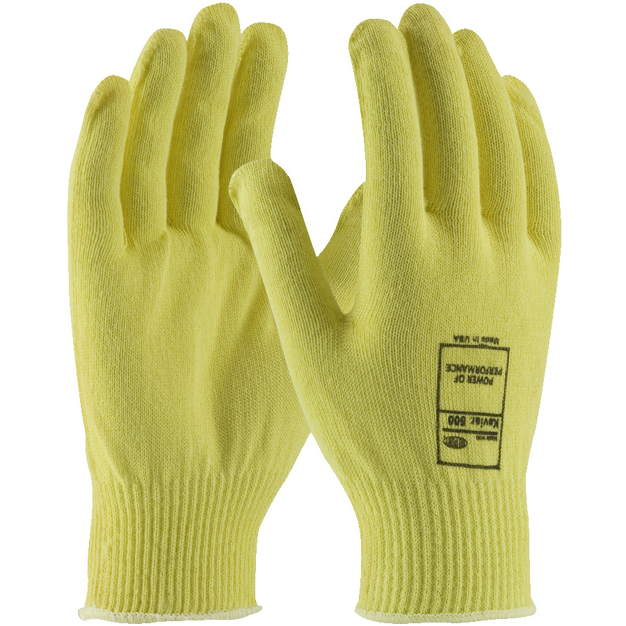 Kut Gard 07-K200/L Gloves, Cut Resistant, Kevlar Seamless Knit, Light Weight, 13 Gauge, Yellow, L