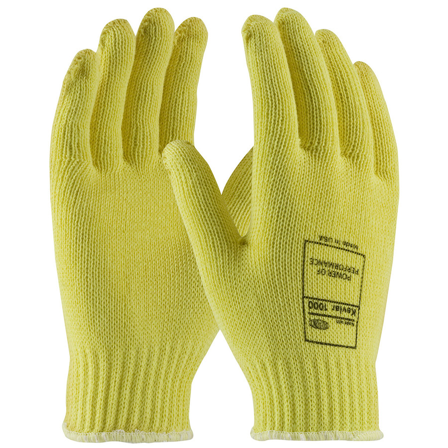 Kut Gard 07-K300/L Gloves, Cut Resistant, Kevlar Seamless Knit, Medium Weight, 7 Gauge, Yellow, L