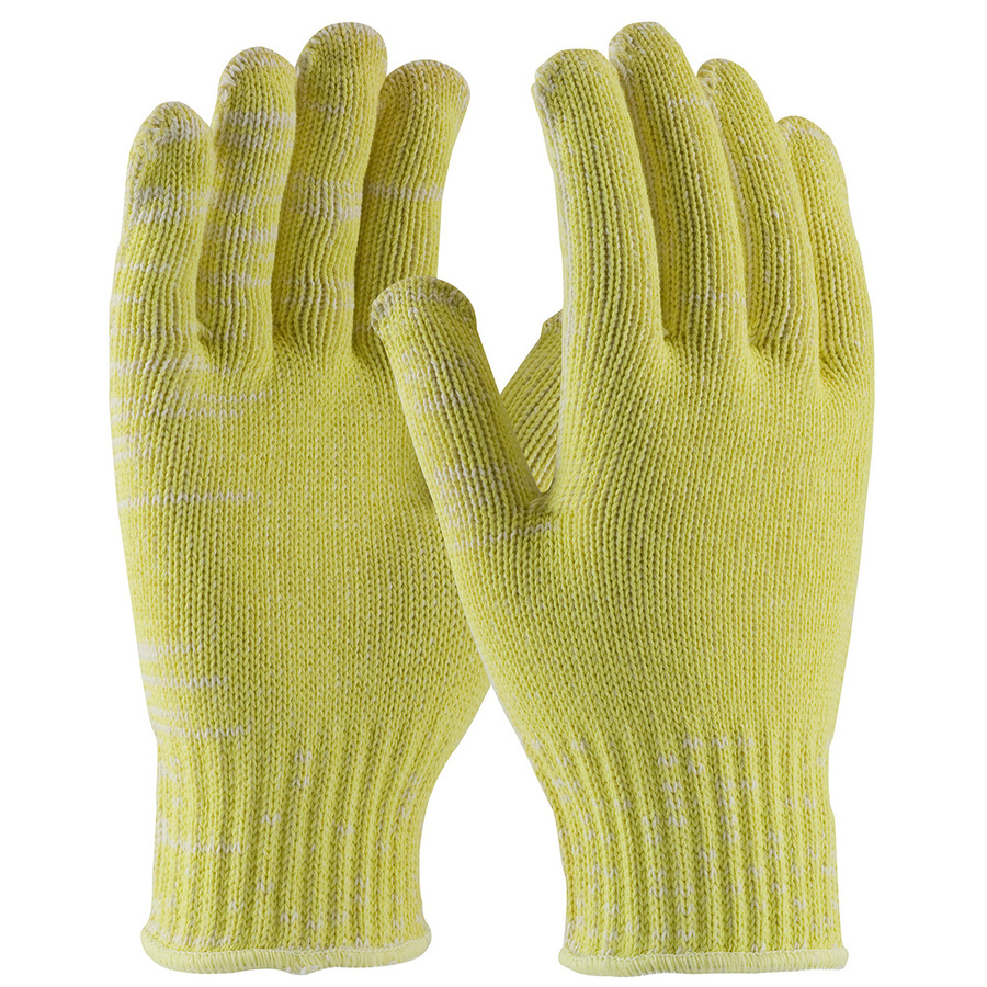 Kut Gard 07-K320/L Gloves, Cut Resistant, Kevlar Seamless Knit, Medium Weight, 7 Gauge, Yellow, L