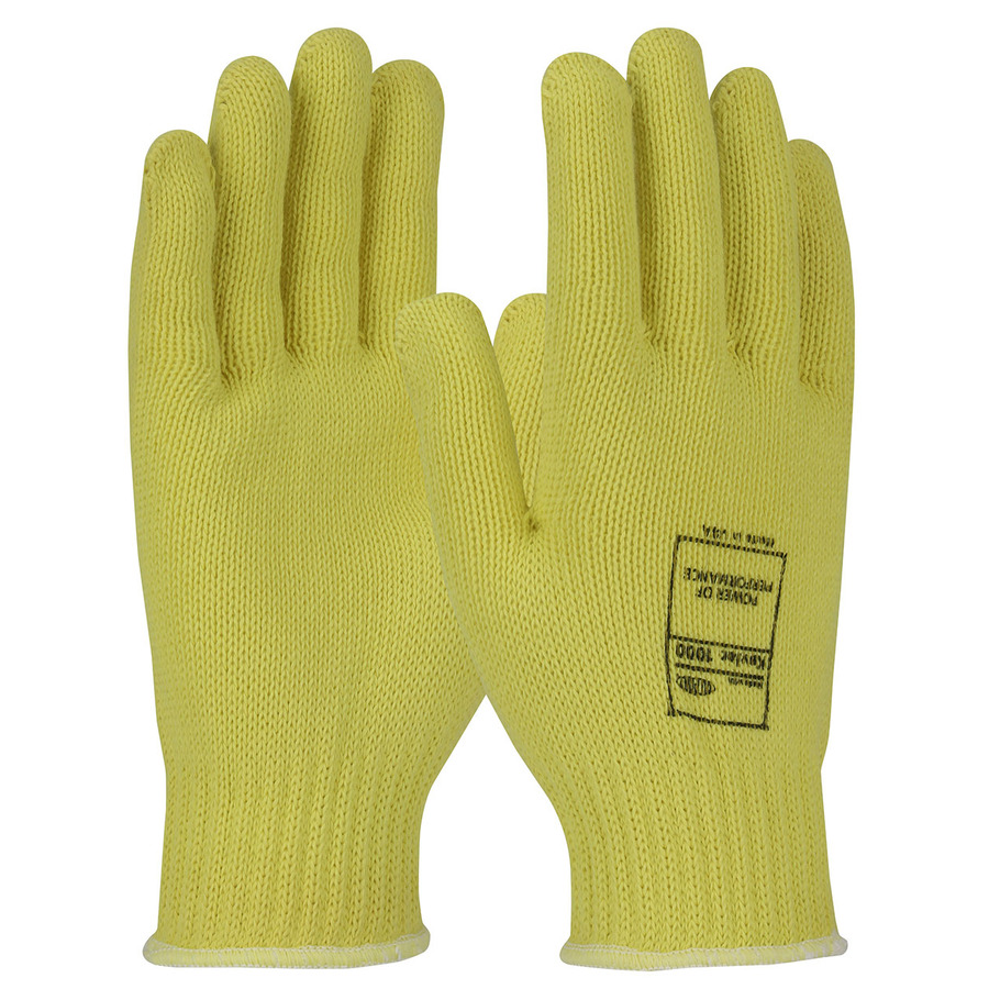 Kut Gard 07-K350/L Gloves, Cut Resistant, Kevlar Seamless Knit, Heavy Weight, 7 Gauge, Yellow, L