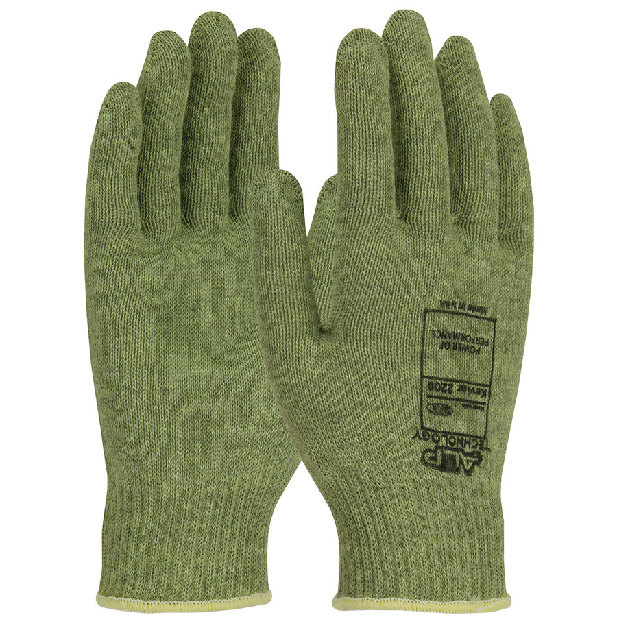 Kut Gard 07-KA710/L Gloves, Cut Resistant, Kevlar Seamless Knit, Medium Weight, 10 Gauge, Green, L