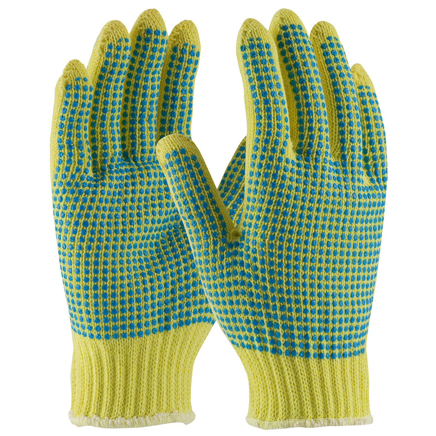 Kut Gard 08-K300PDD/L Gloves, Cut Resistant, Kevlar Seamless Knit, Medium Weight, 7 Gauge, Yellow, L