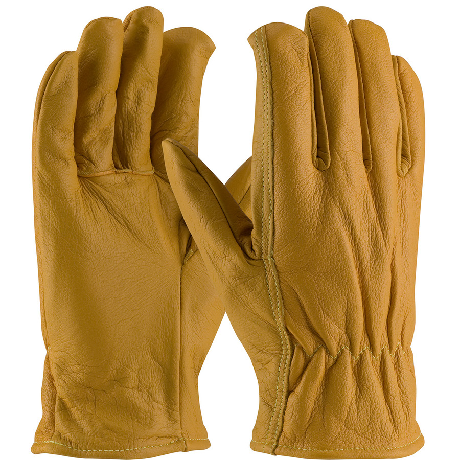 Kut Gard 09-K3700/L Gloves, Cut Resistant, Top Grain Goatskin, Leather Drivers with Kevlar Liner, Brown, L