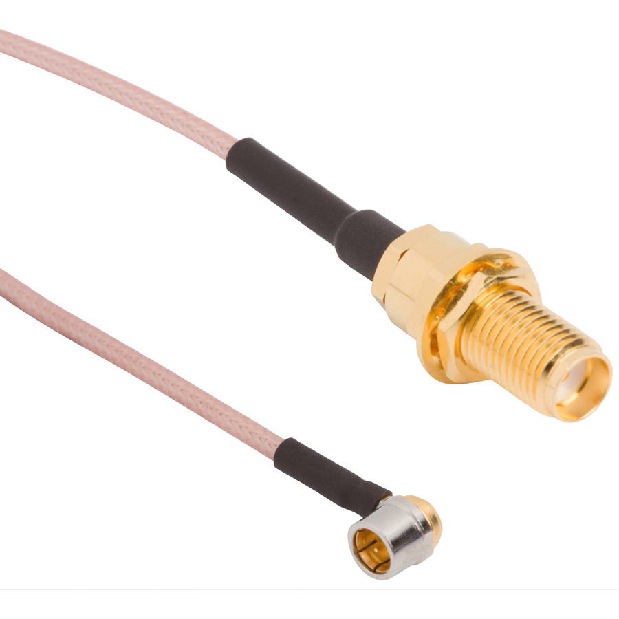 Amphenol RF 095-668-45069-1 RF Cable, Probe Rt Angle Plug to SMA Straight Bulkhead Jack, RG-178, 300mm L, 50 Ohm