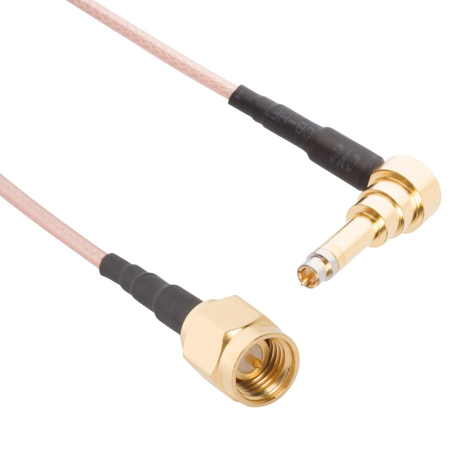 Amphenol RF 095-668-45097 RF Cable, Probe Rt Angle Plug to SMA Straight Plug, RG-178 250mm L, 50 Ohm