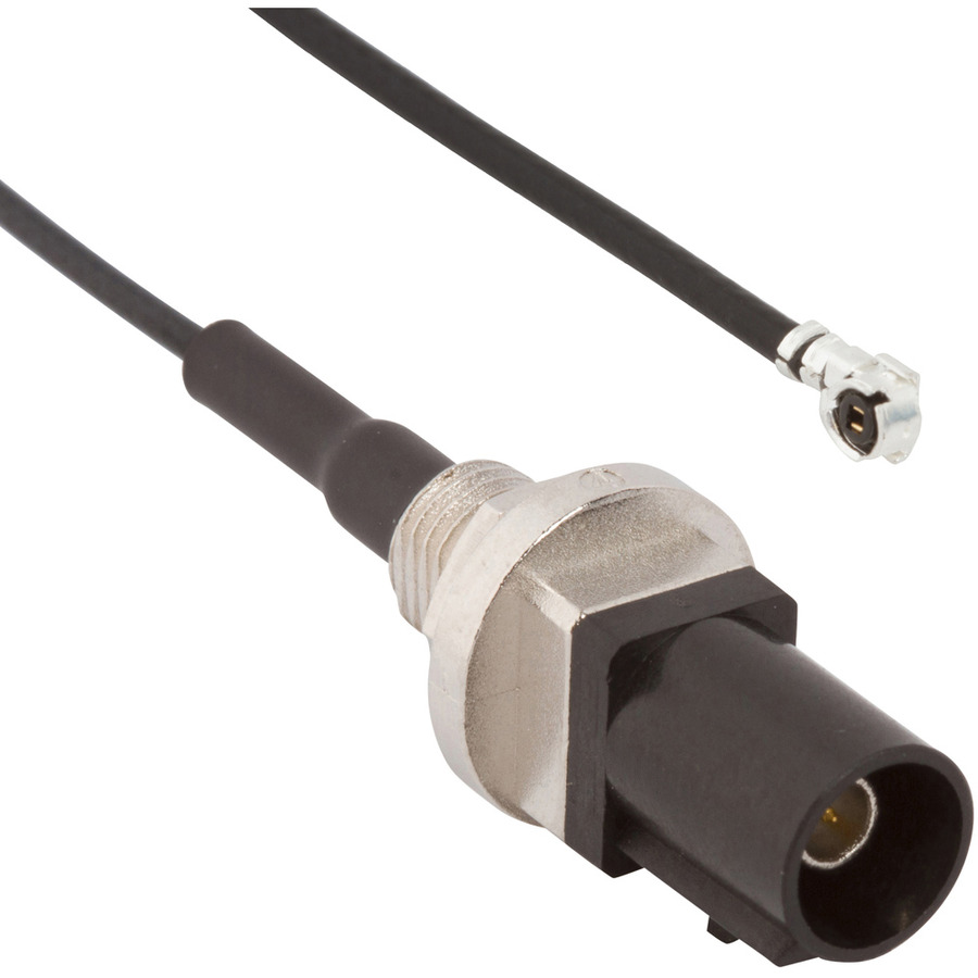 Amphenol RF 095-820-109-10A RF Micro-Cable, AMC Rt Angle Plug to FAKRA Straight Plug, Bulkhead, 100mm L, 50 Ohm, Black