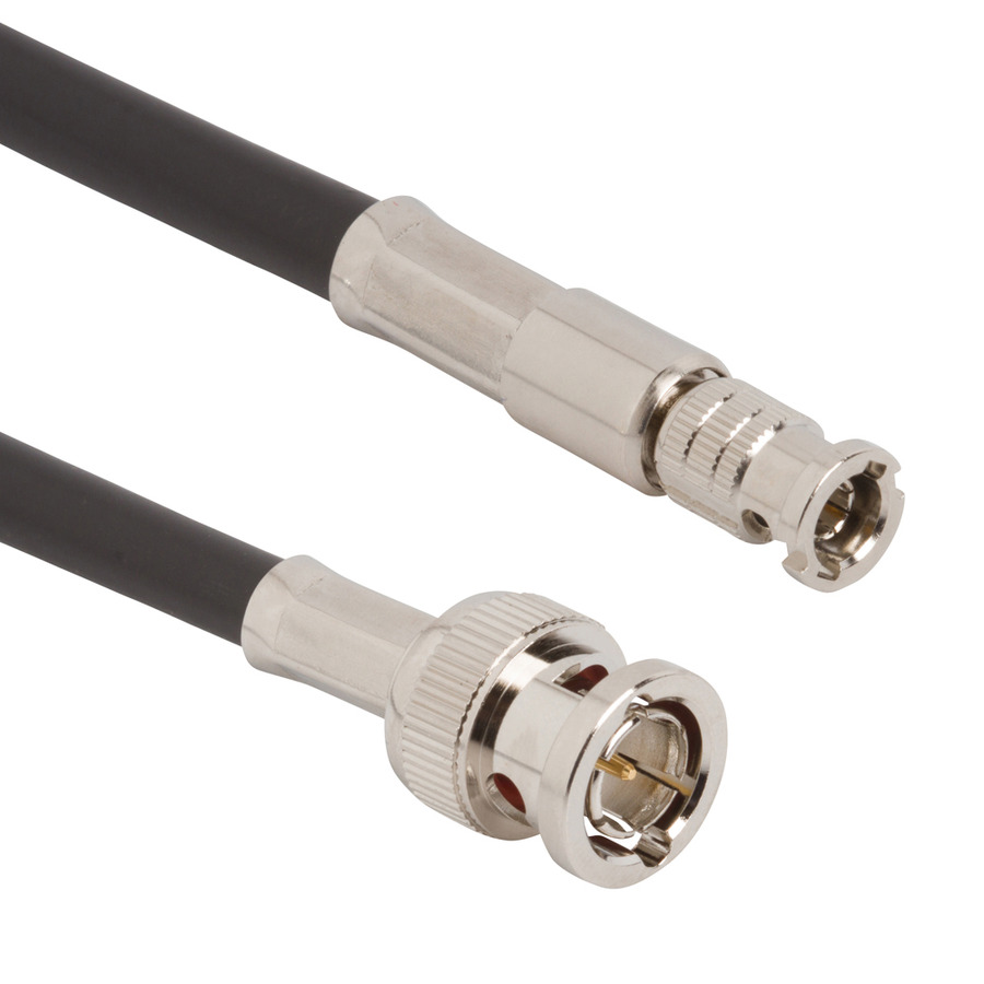 Amphenol RF 095-850-162-006 RF Cable, BNC Straight Plug to HD-BNC Straight Plug, Belden 1505A, 6" L, 75 Ohm