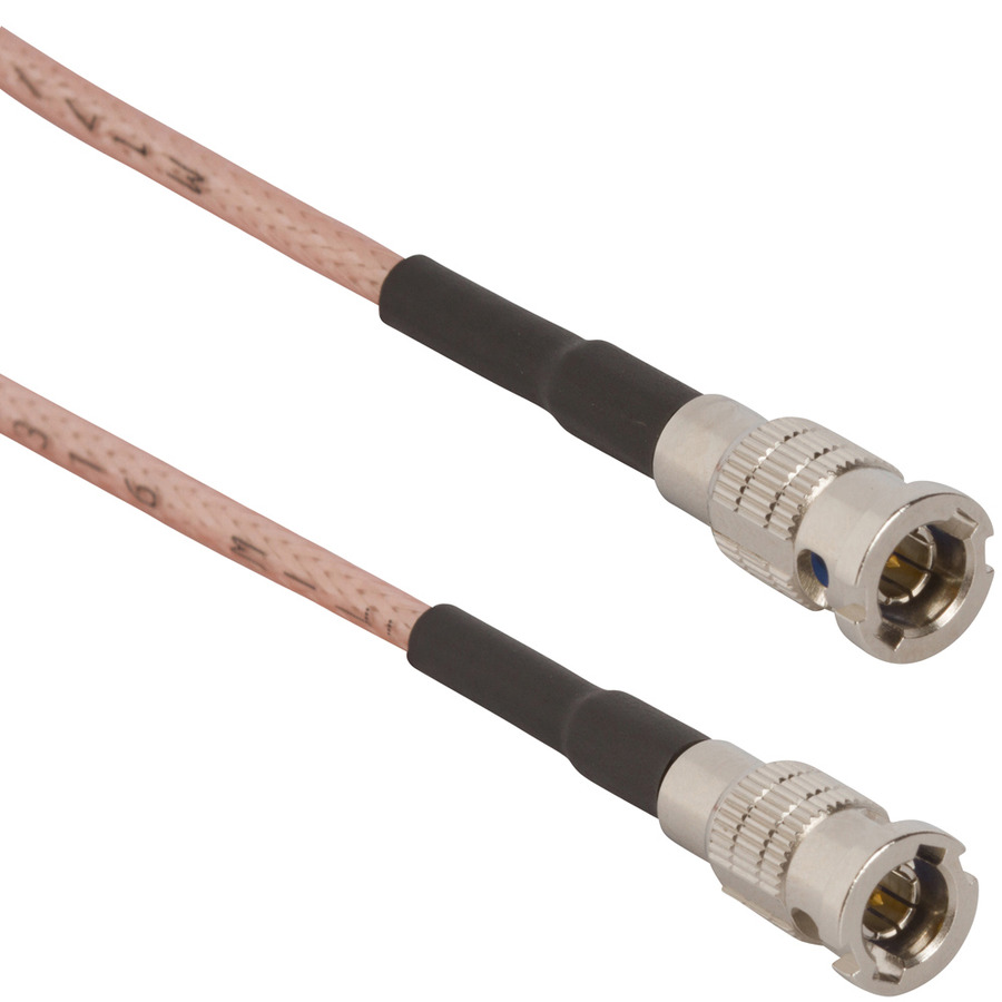 Amphenol RF 095-850-185-006 RF Cable, HD-BNC Straight Plug to HD-BNC Straight Plug, RG-316, 6" L, 50 Ohm