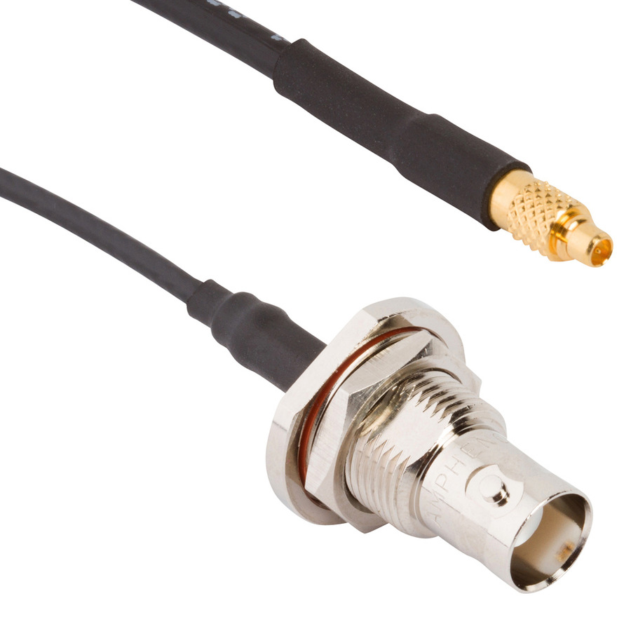 Amphenol RF 095-850-206-006 RF Cable, BNC Straight Bulkhead Jack to MMCX Straight Plug, RG-174, 6" L, 50 Ohm