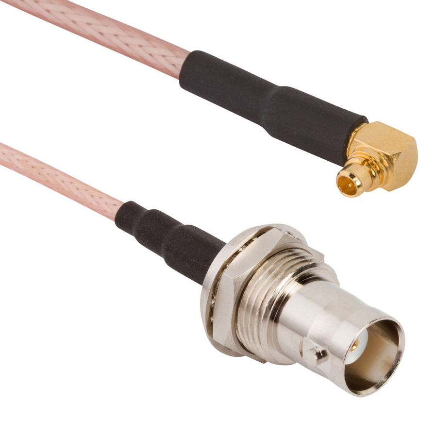 Amphenol RF 095-850-207-006 RF Cable, BNC Straight Bulkhead Jack to MMCX Rt Angle Plug, RG-316, 6" L, 50 Ohm