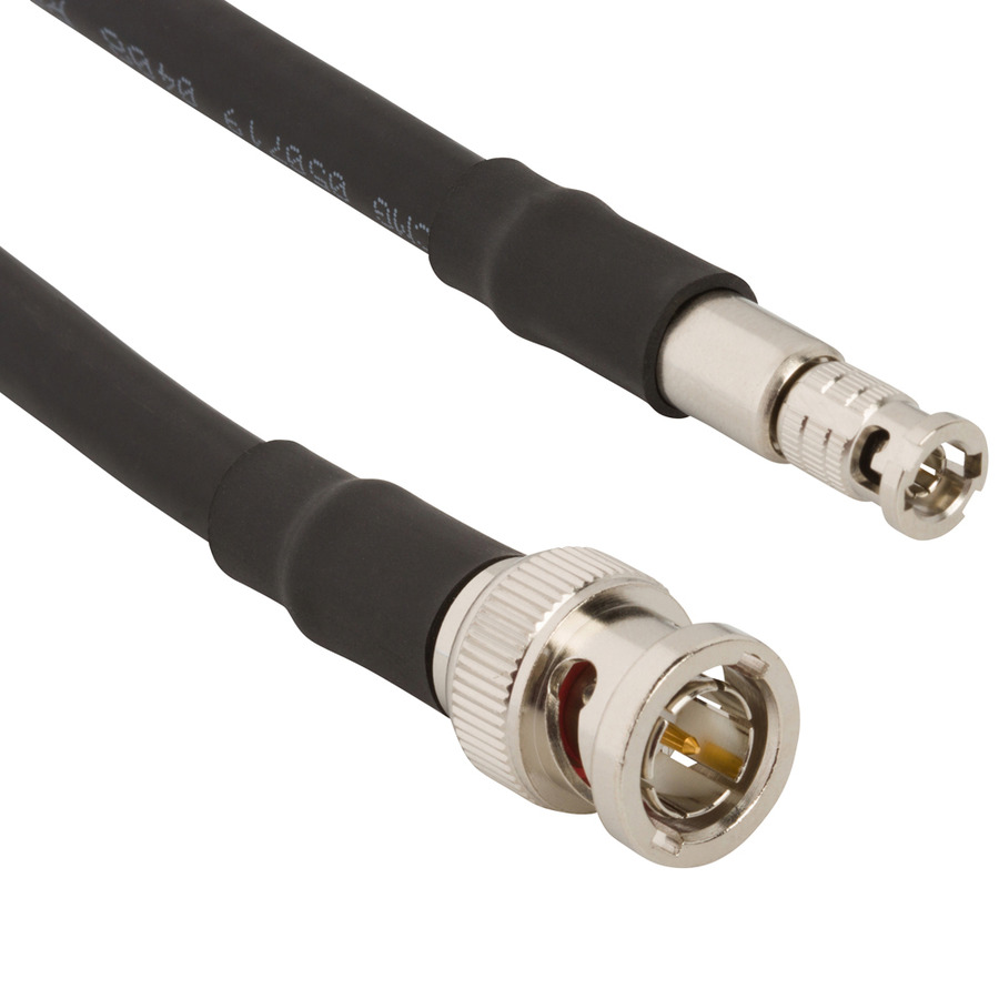 Amphenol RF 095-850-218-006 RF Cable, BNC Straight Plug to HD-BNC Straight Plug, Belden 4694R, 6" L, 75 Ohm