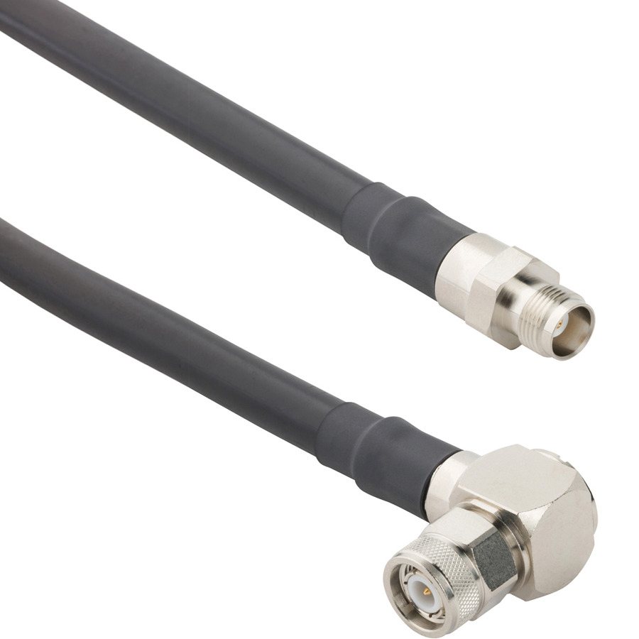 Amphenol RF 095-850-228-012 RF Cable, TNC Rt Angle Plug to TNC Straight Plug, Times LMR-400, 12" L, 50 Ohm