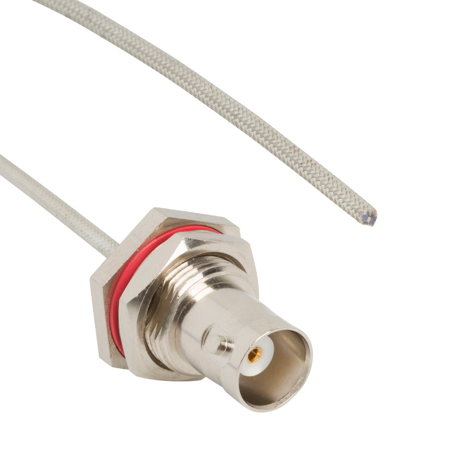 Amphenol RF 095-850-234-003 RF Cable, BNC Straight Bulkhead Jack to Unterminated, Hand Formable, 3" L, 50 Ohm