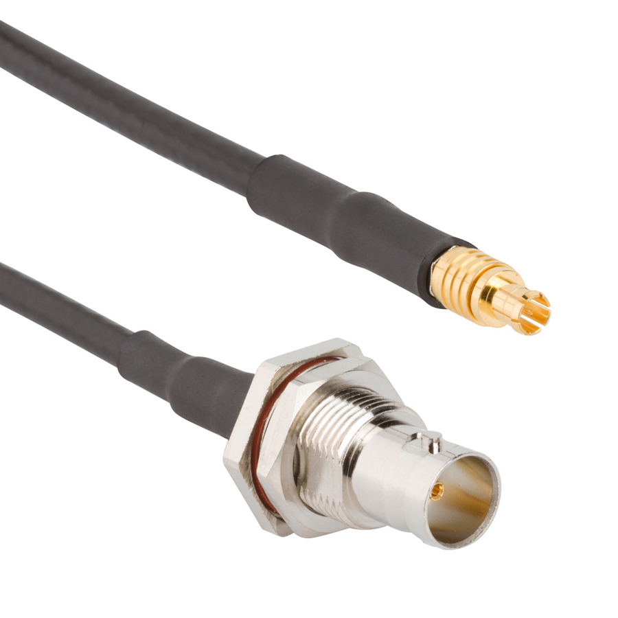 Amphenol RF 095-850-243-006 RF Cable, BNC Straight Bulkhead Jack to MCX Straight Plug, Belden 4855R, 6" L, 75 Ohm