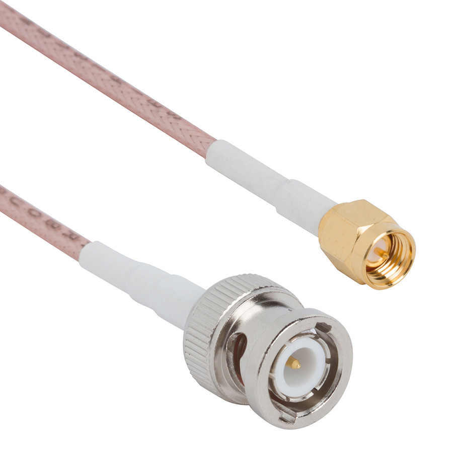 Amphenol RF 095-850-250-006 RF Cable, BNC Straight Plug to SMA Straight Plug, RG-316, 6" L, 50 Ohm