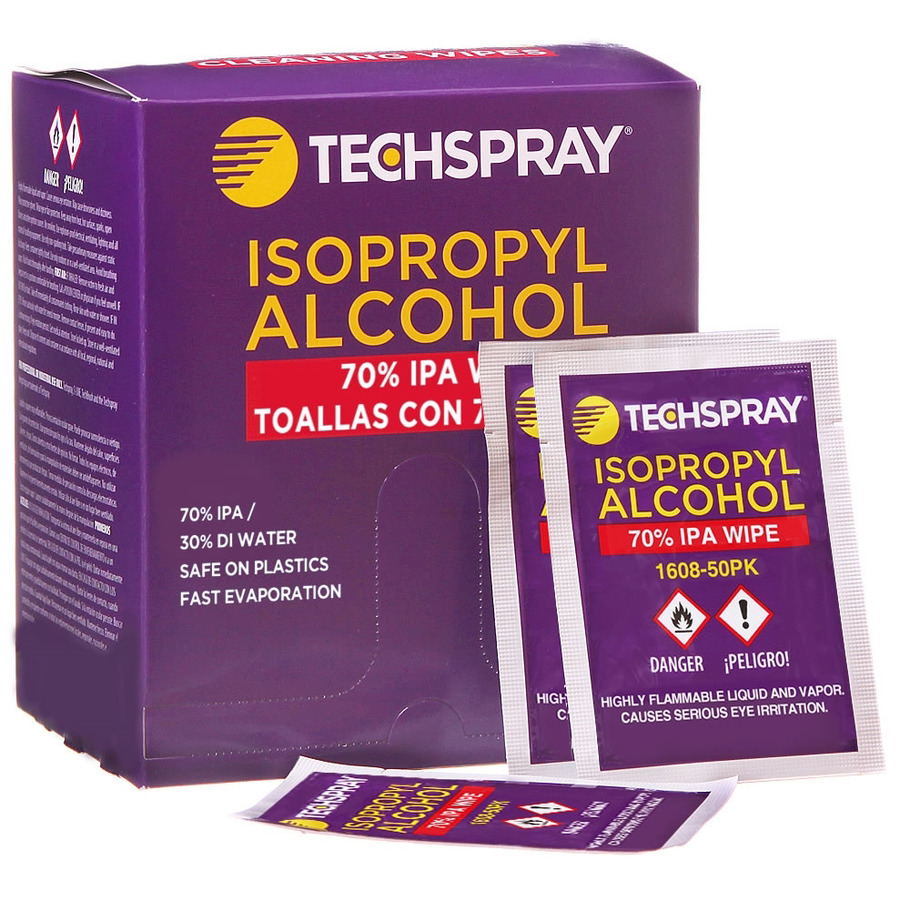 Techspray 160850PK Isopropyl Alcohol (IPA) Wipes 70 50Ct
