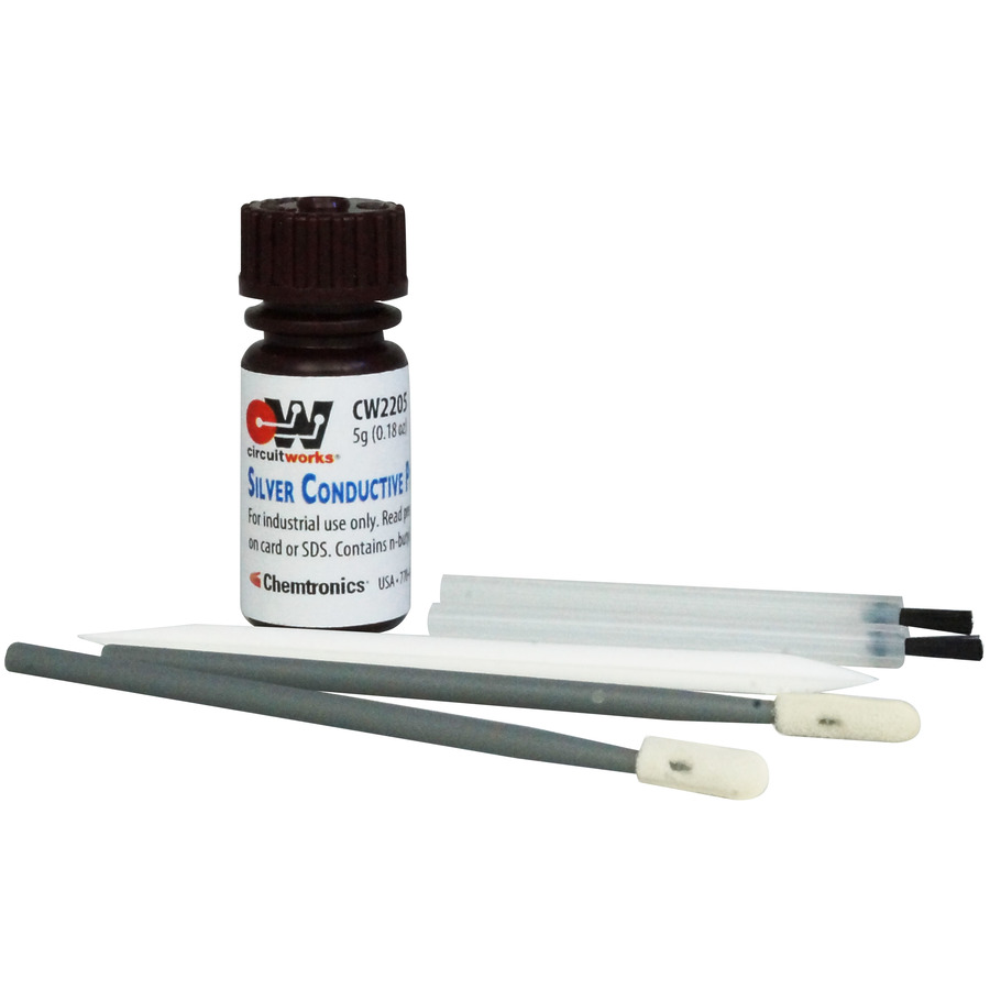 CircuitWorks CW2205 CircuitWorks Conductive Paint 5 g (0.18 oz) bottle, 1 pick, 2 brushes & 2 swabs