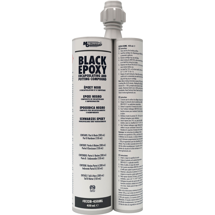 MG Chemicals 832B-450ML Epoxy, Black Encapsulating & Potting Compound, Dual Cartridge, 450ml