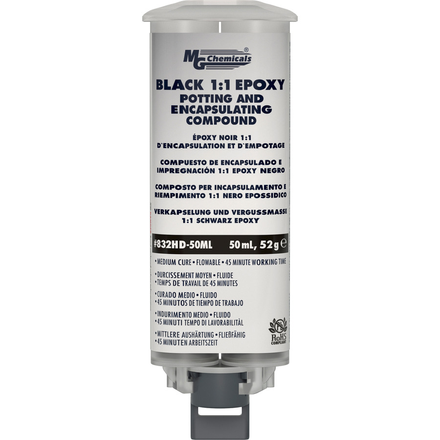 MG Chemicals 832HD-50ML Epoxy Potting and Encapsulating Compound, Black 1:1 Dual Cartridge