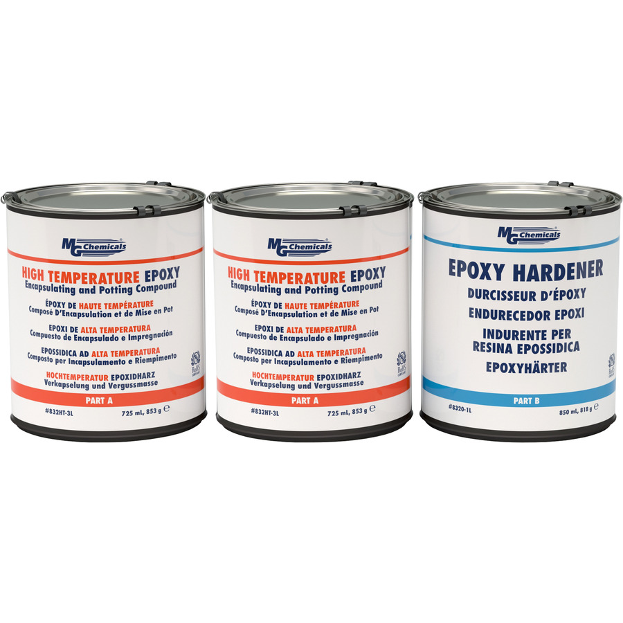 MG Chemicals 832HT-3L Epoxy Potting and Encapsulating Compound, High Temperature, Chemically Resistant, 3L, 3 Can Kit