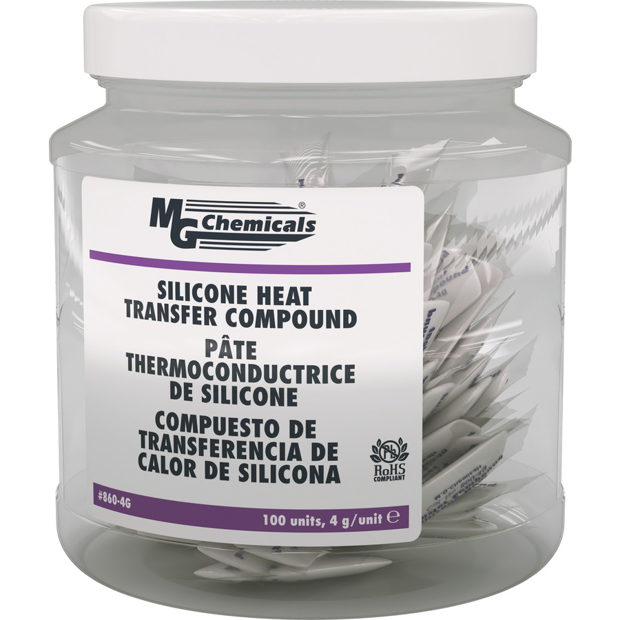 MG Chemicals 860-4G Heat Transfer Compound, Silicone (Tub of 100 x 4 gram pouches)