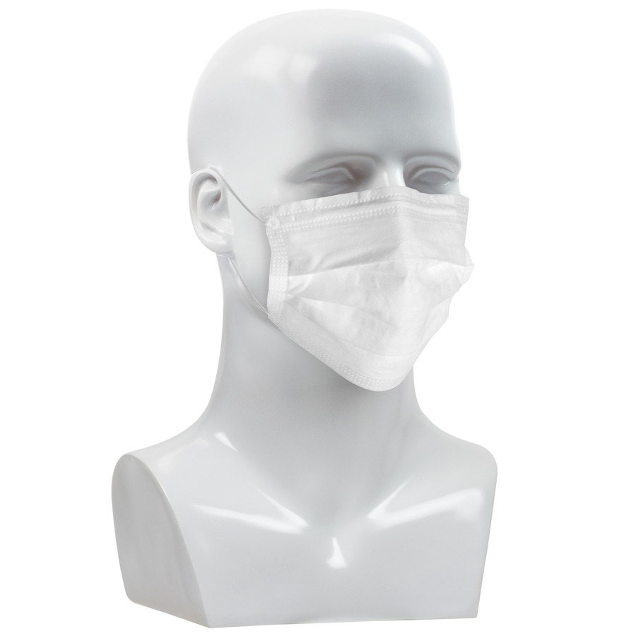 CleanTeam 127448 Face Mask, 3-Ply, Class10, Disposable, Non-Woven, White, One-Size