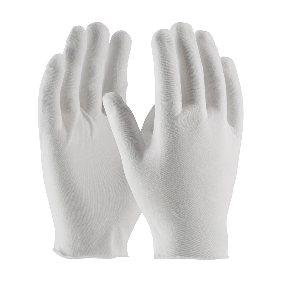 CleanTeam 2547 Gloves, Lighteweight, Economy, Unhemmed, Cotton/Polyester, White, Womens