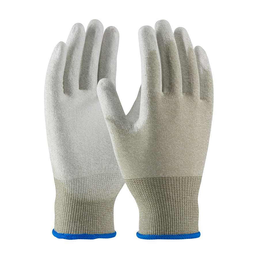 CleanTeam 1472 Gloves, ESD, Seamless Knit, Nylon/CF, Smooth Grip Fingertips, Brown, Small