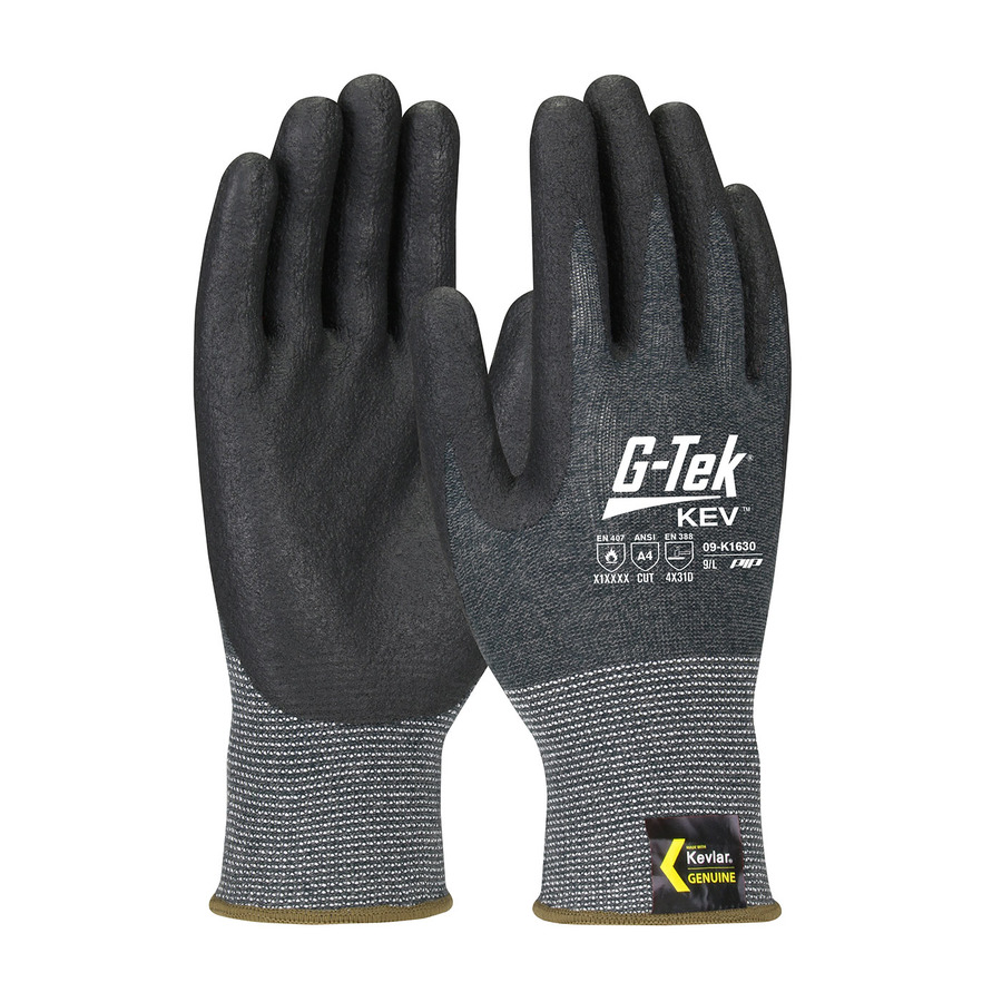 PIP 81513 Gloves, Seamless Knit Kevlar Blend, Nitrile Coated Foam Grip Palm/Fingers, Gray, Large