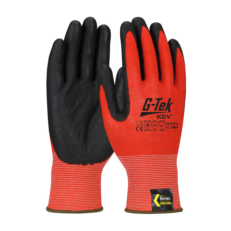 PIP 81519 Gloves, Seamless Knit Kevlar Blend, Nitrile Coated Palm/Fingers, Hi-Vis, MED, G-Tek Series