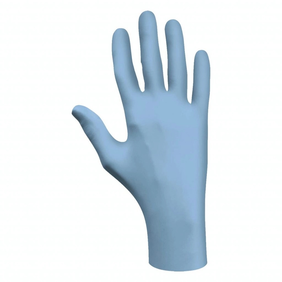 Showa 6050PFL Nitrile Gloves, Bisque Fingertips, Powder-Free, 4 mil, Blue, Large, 100/Box