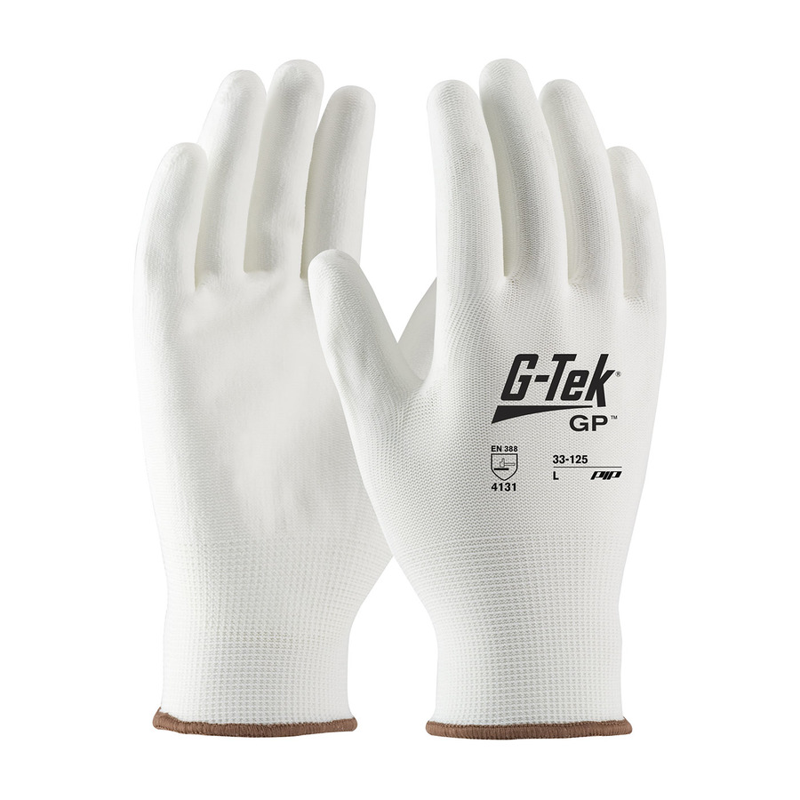 PIP 33-125/M Gloves, Seamless Knit, Polyurethane, Flat, Medium, 12 Pair/Pkg, G-Tek Series