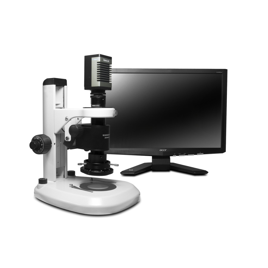 Scienscope MZ7A-PK2-4KSC-AF Micro Zoom Inspection System, Includes Dual Illuminated LED Track Stand, SmartCam Series