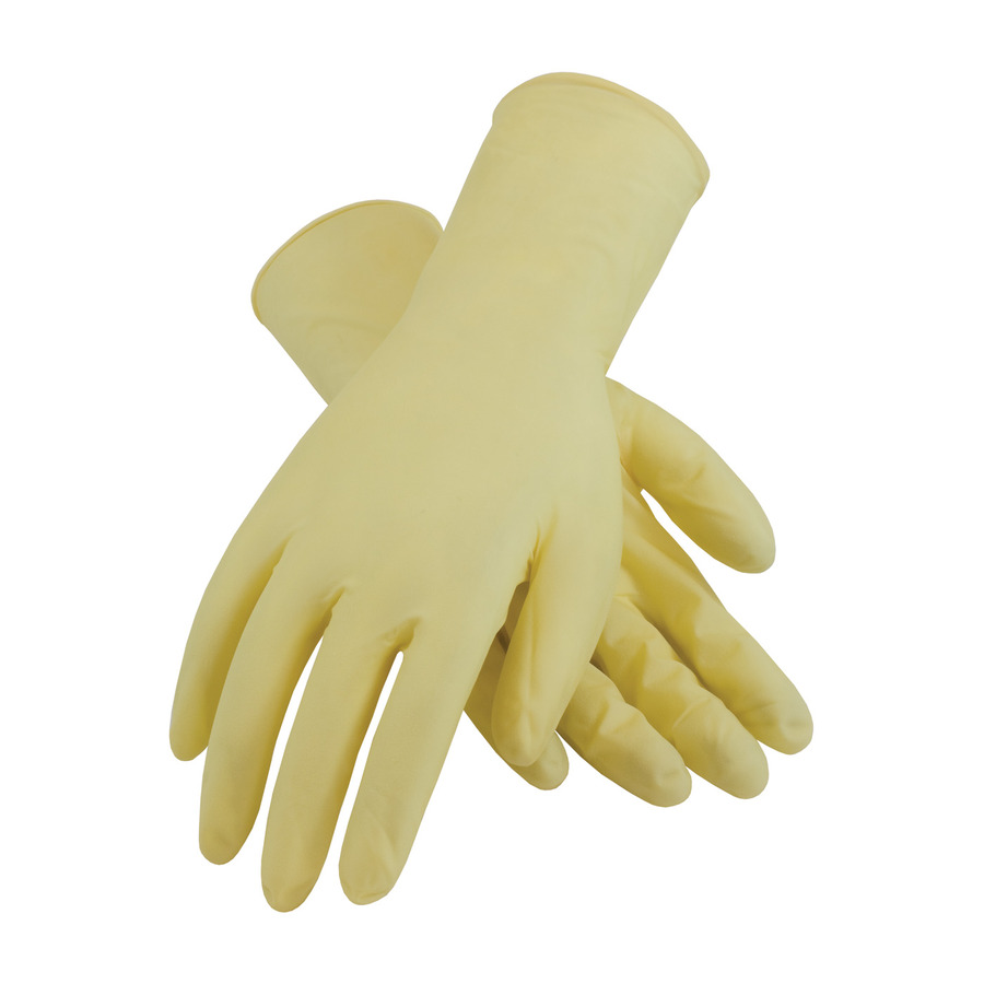 CleanTeam 100-323000/L Gloves, Natural, Latex, L, Cls100, 7 mil, PF, 12", Texture, 100/Pk