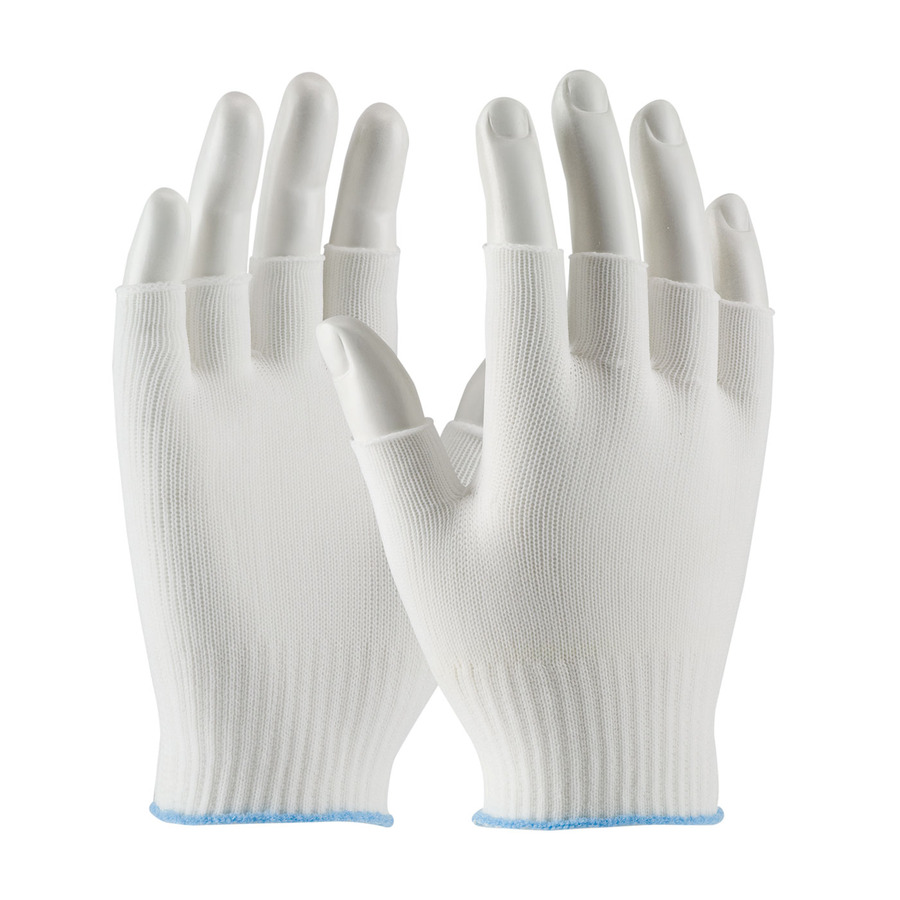 CleanTeam 40-736/L Gloves, White, L, 100% Nylon Liner w/o Coating, Fingerless, Light Weight