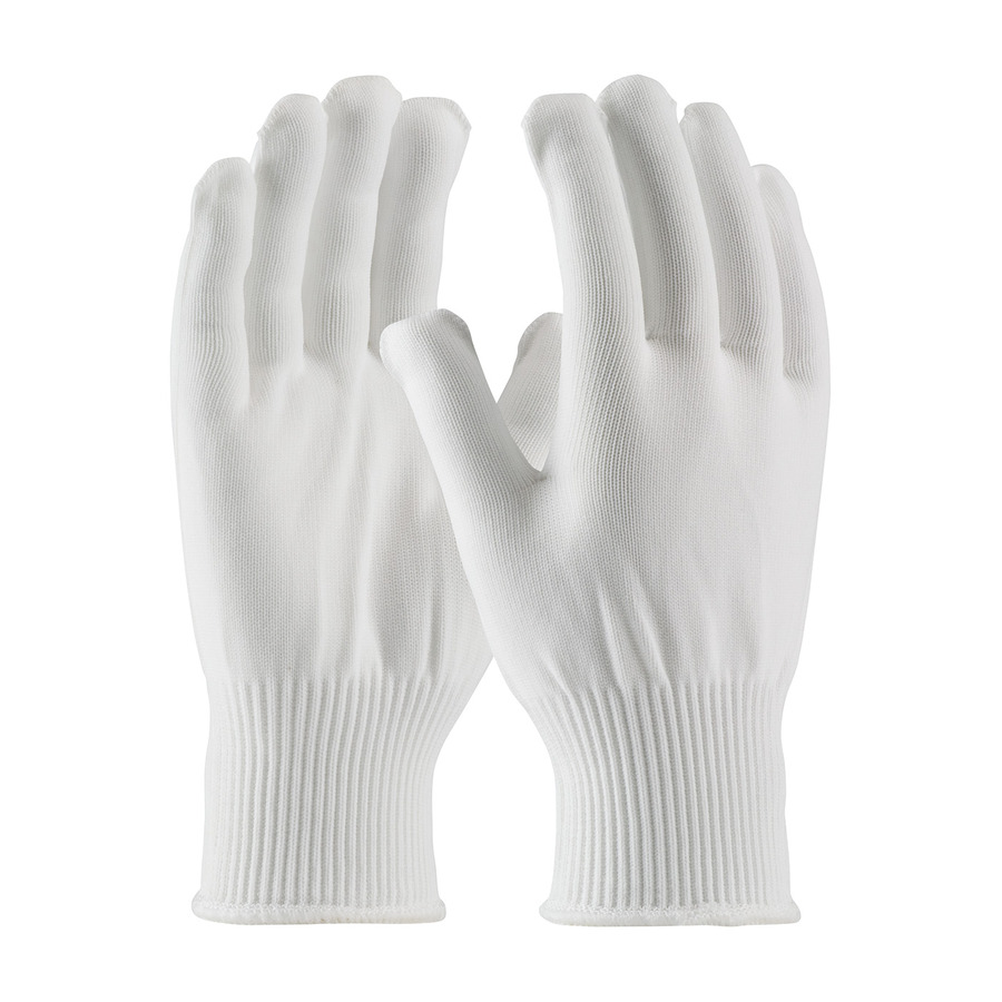 CleanTeam 40-750/L Gloves, White, L, 100% Nylon Liner w/o Coating, Full Finger, Medium Weight