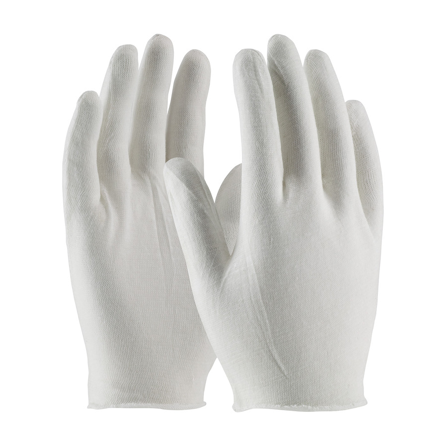 CleanTeam 97-500I Gloves, White, Men's, Cotton Lisle, Light Weight, Economy, Unhemmed