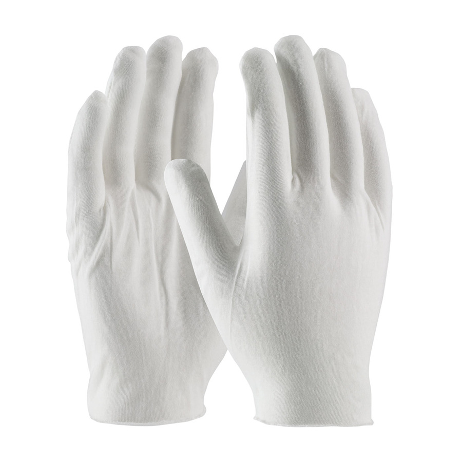 CleanTeam 97-520 Gloves, White, Men's, Cotton Lisle, Medium Weight, Unhemmed