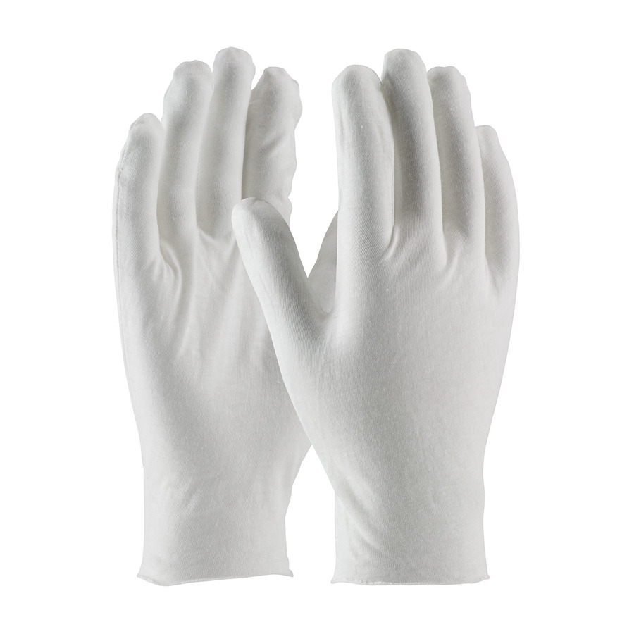 CleanTeam 97-520/10 Gloves, White, Men's, Cotton Length, Medium Weight, Unhemmed, 10.5"