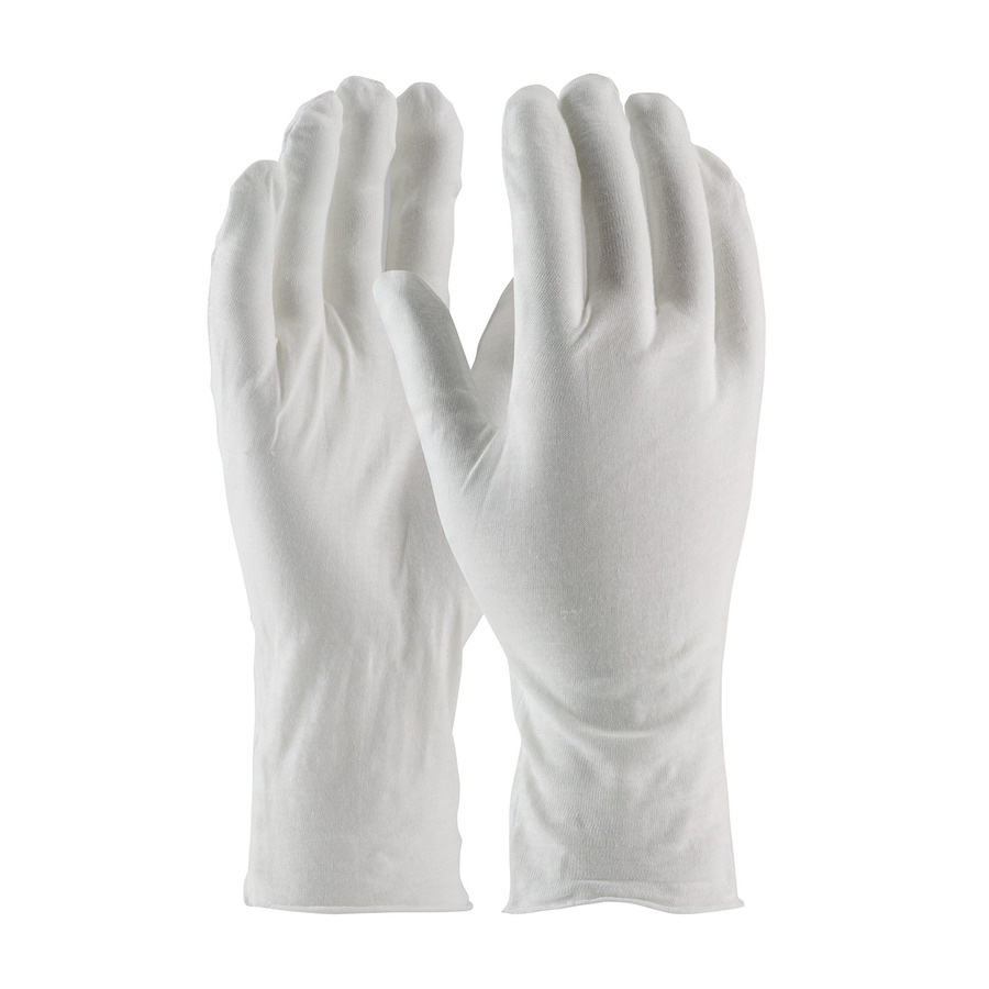 CleanTeam 97-520/12 Gloves, White, Men's, Cotton Lisle, Medium Weight, Unhemmed, 12"