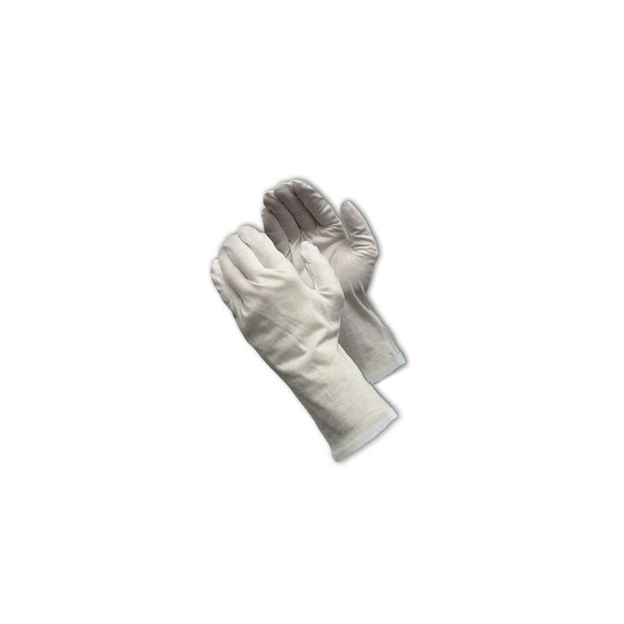 CleanTeam 97-520/12R Gloves, White, Men's, Cotton Lisle, Medium Weight, Rolled Hem, 12"