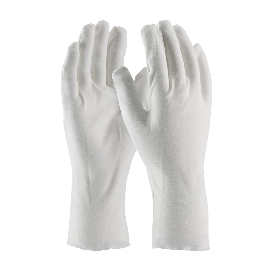 CleanTeam 97-540/12 Gloves, White, Men's, Cotton Lisle, Heavy Weight, Unhemmed, 12"