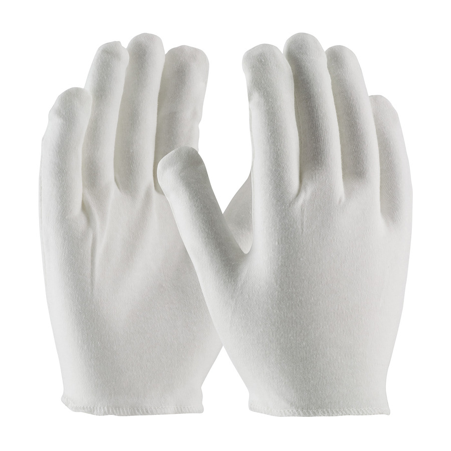 CleanTeam 97-540H Gloves, White, Men's, Cotton Lisle, Heavy Weight, Overcast Hem