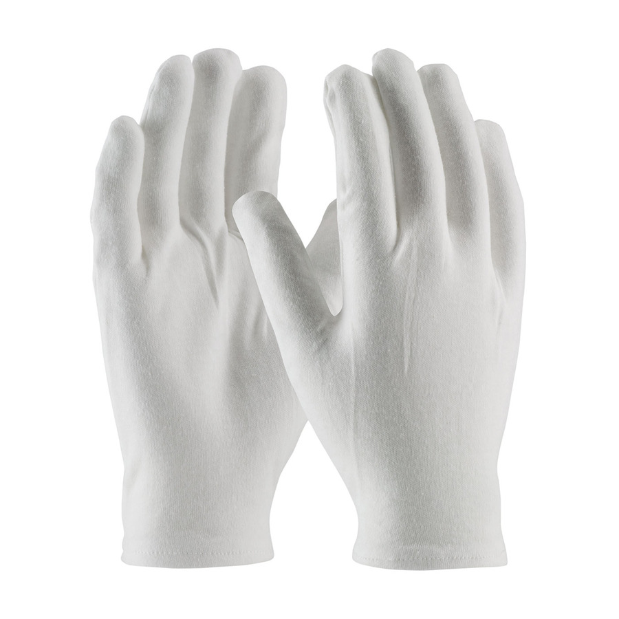 CleanTeam 97-540R Gloves, White, Men's, Cotton Lisle, Heavy Weight, Rolled Hem