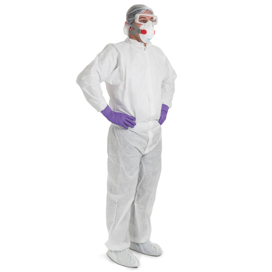 Kimtech 47952 Coveralls, A8 Cleanroom, Clean Mfg, Bulk, AntiStatic, Low Lint, White, Medium, 25/Case