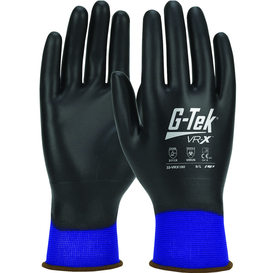 G-Tek 33-VRX180/M Advanced Barrier Protection Gloves, Touchscreen Compat, Black, Medium, 12/Pk