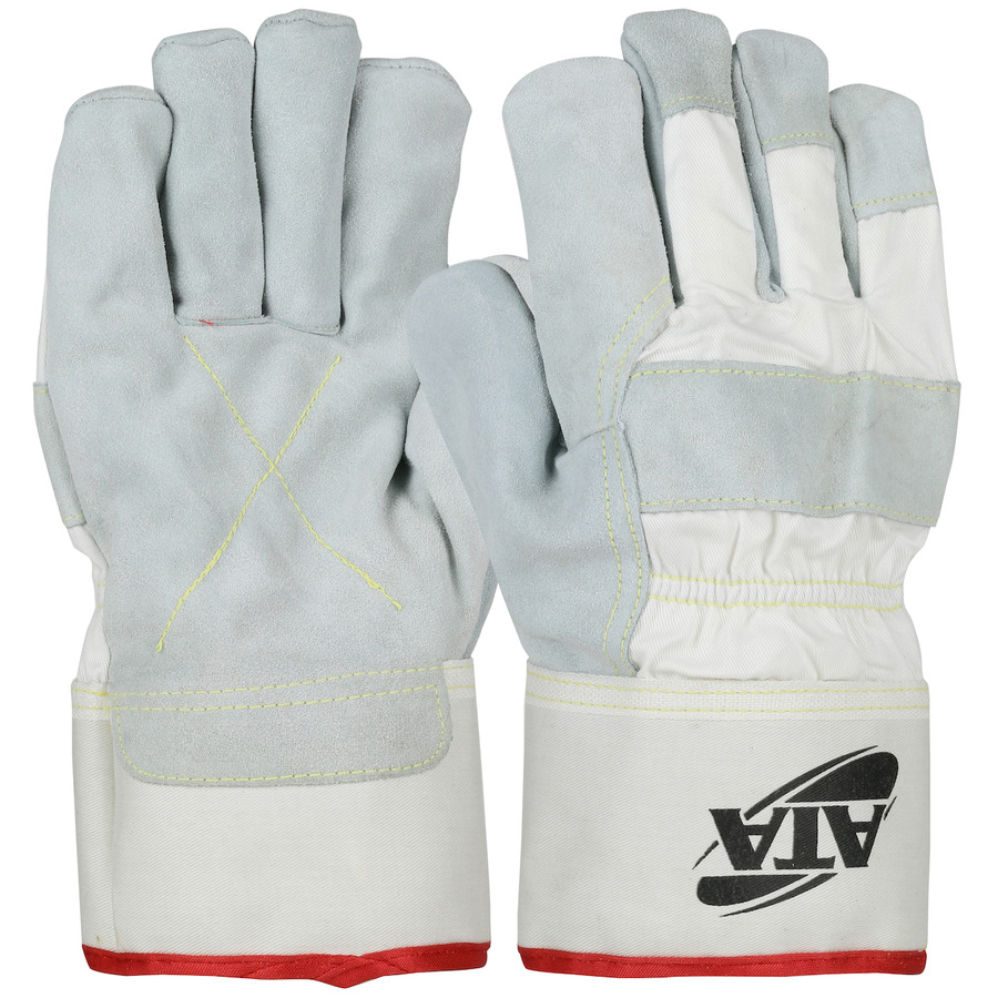 WPP MJVATA-M Gloves, Split Cowhide, Leather Palm, Canvas Back, ATA Lining, Safety Cuff, Medium