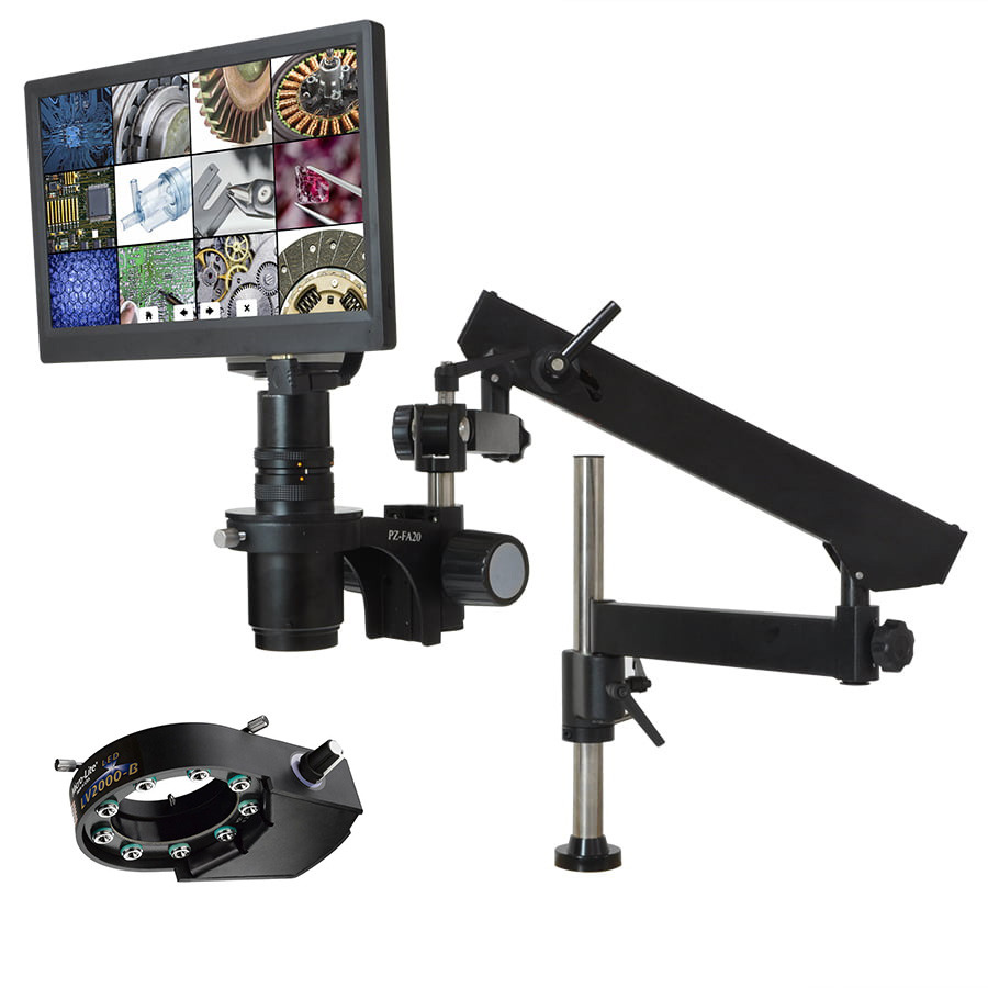 O.C. White TKSS-FA-LV2 HD Integrated Digital Microscope, Articulating Arm Assembly, LED Ring Light, Super-Scope Series